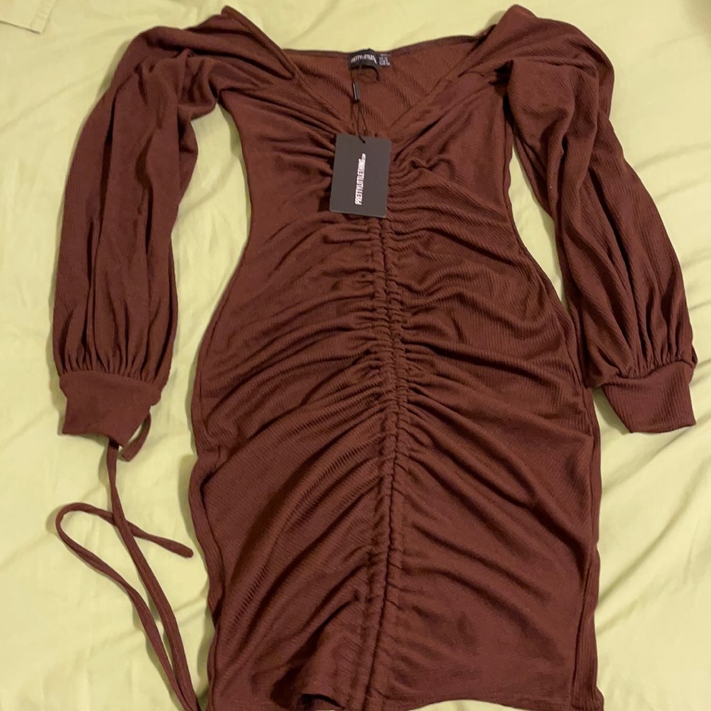 Ruched ribbed dress
